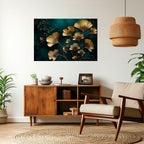 GOLDEN FLORA FANTASY Selbstklebendes Horizontal-Poster