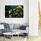 GOLDEN FLORA FANTASY Selbstklebendes Horizontal-Poster