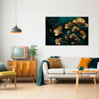 GOLDEN FLORA FANTASY Selbstklebendes Horizontal-Poster