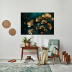 GOLDEN FLORA FANTASY Selbstklebendes Horizontal-Poster