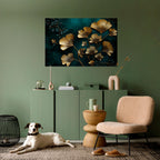 GOLDEN FLORA FANTASY Selbstklebendes Horizontal-Poster