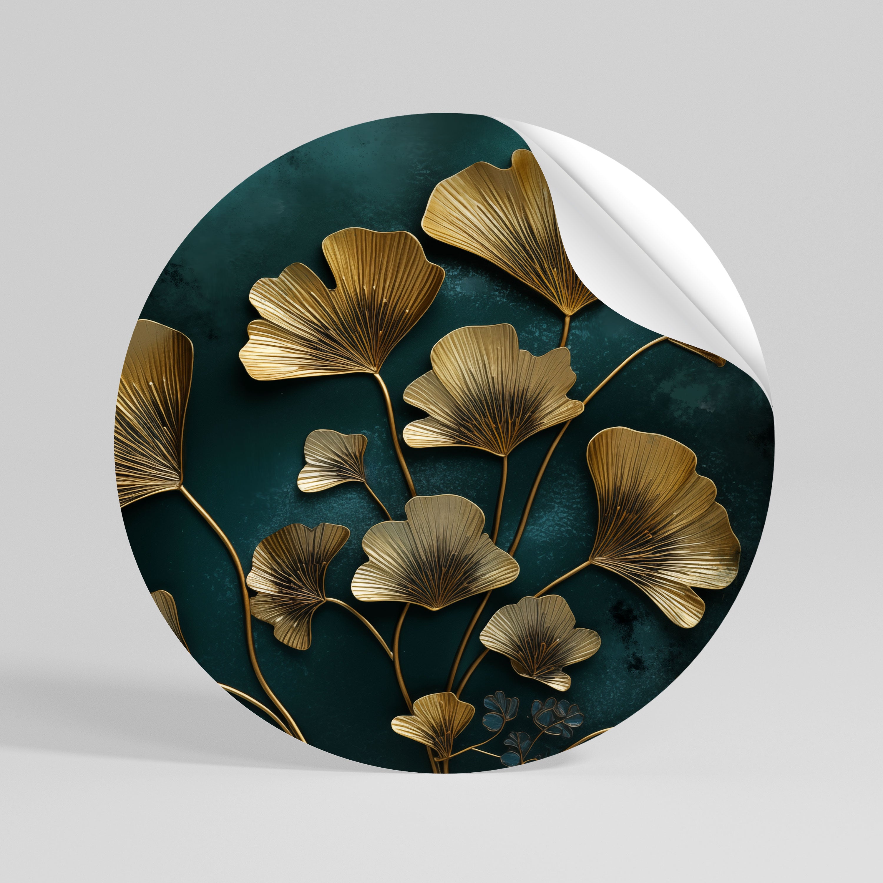 GOLDEN FLORA FANTASY Peel and Stick Round Sticker
