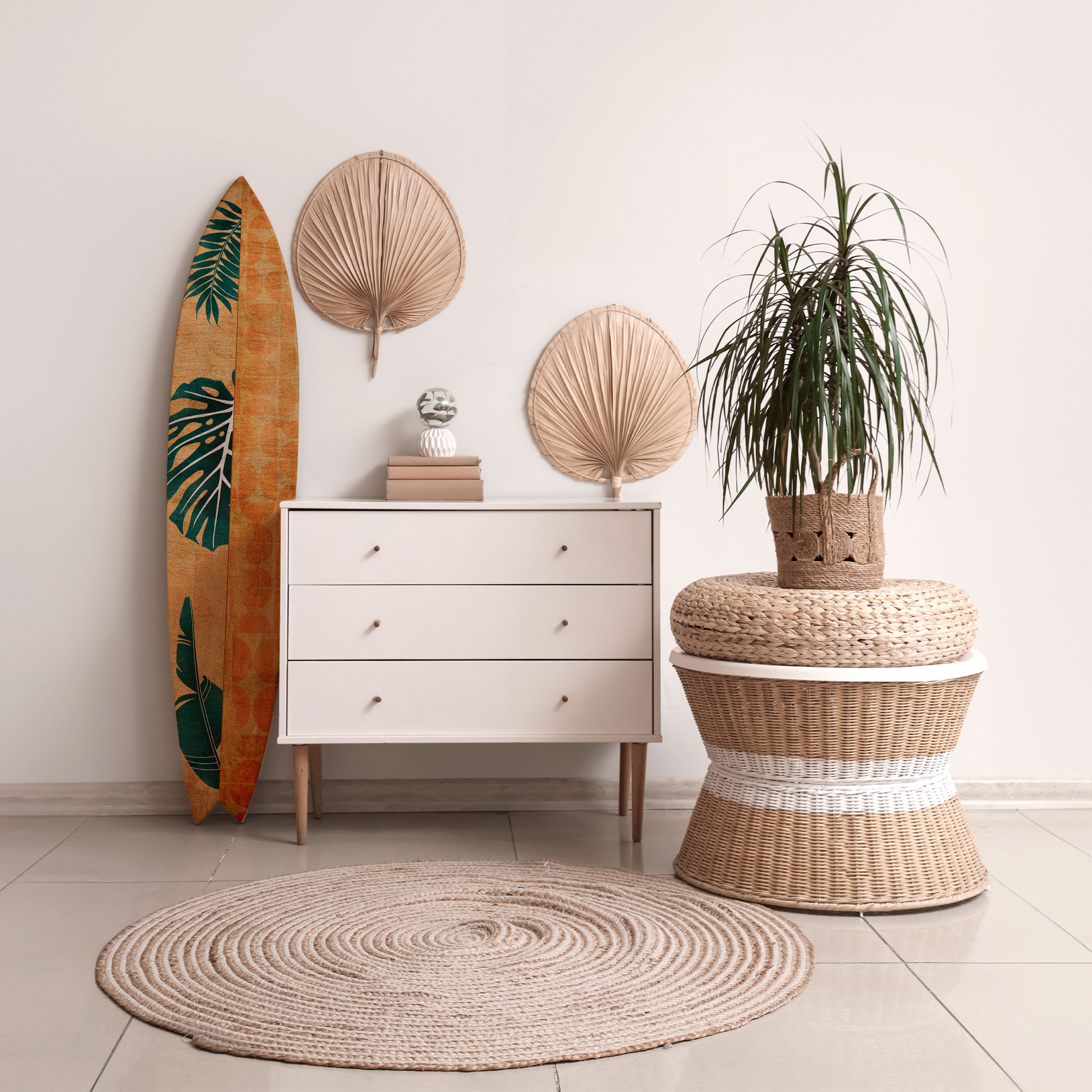 PALM LEAF SURFBOARD Deko-Surfboard
