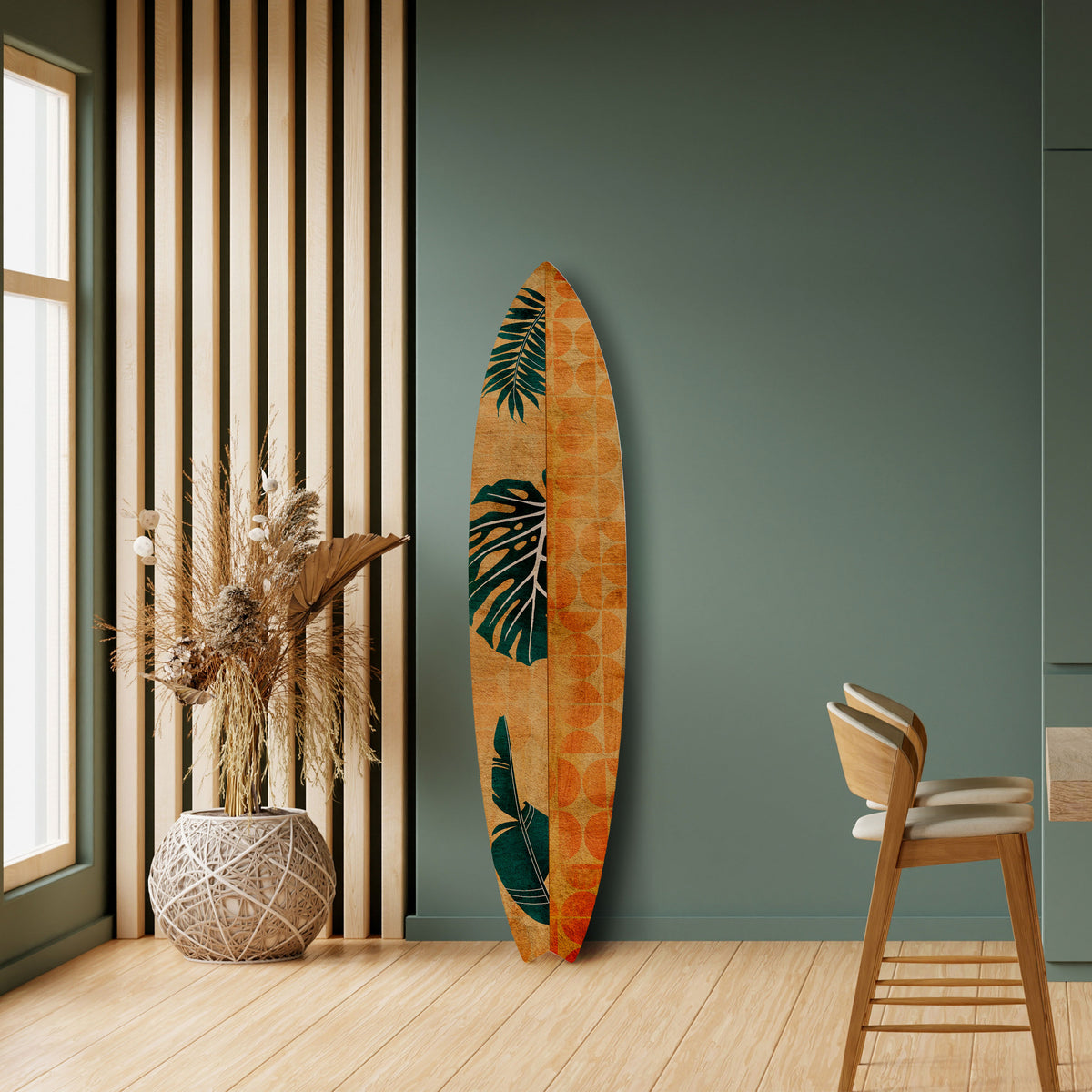 PALM LEAF SURFBOARD Deko-Surfboard