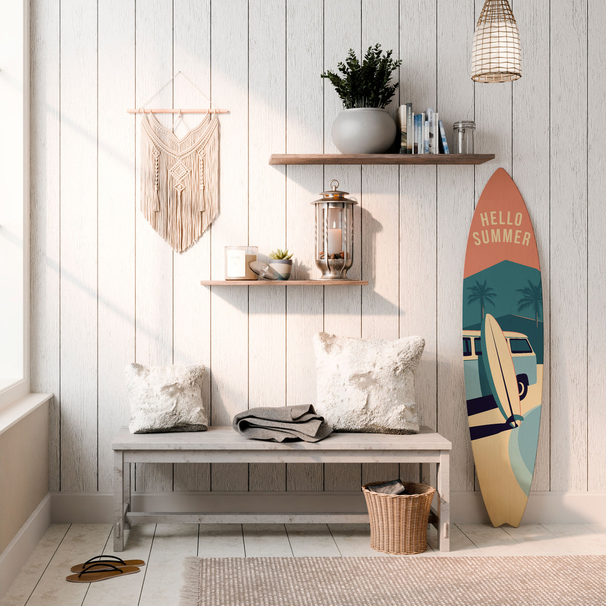 HELLO SUMMER Surfboard Decorative Panel