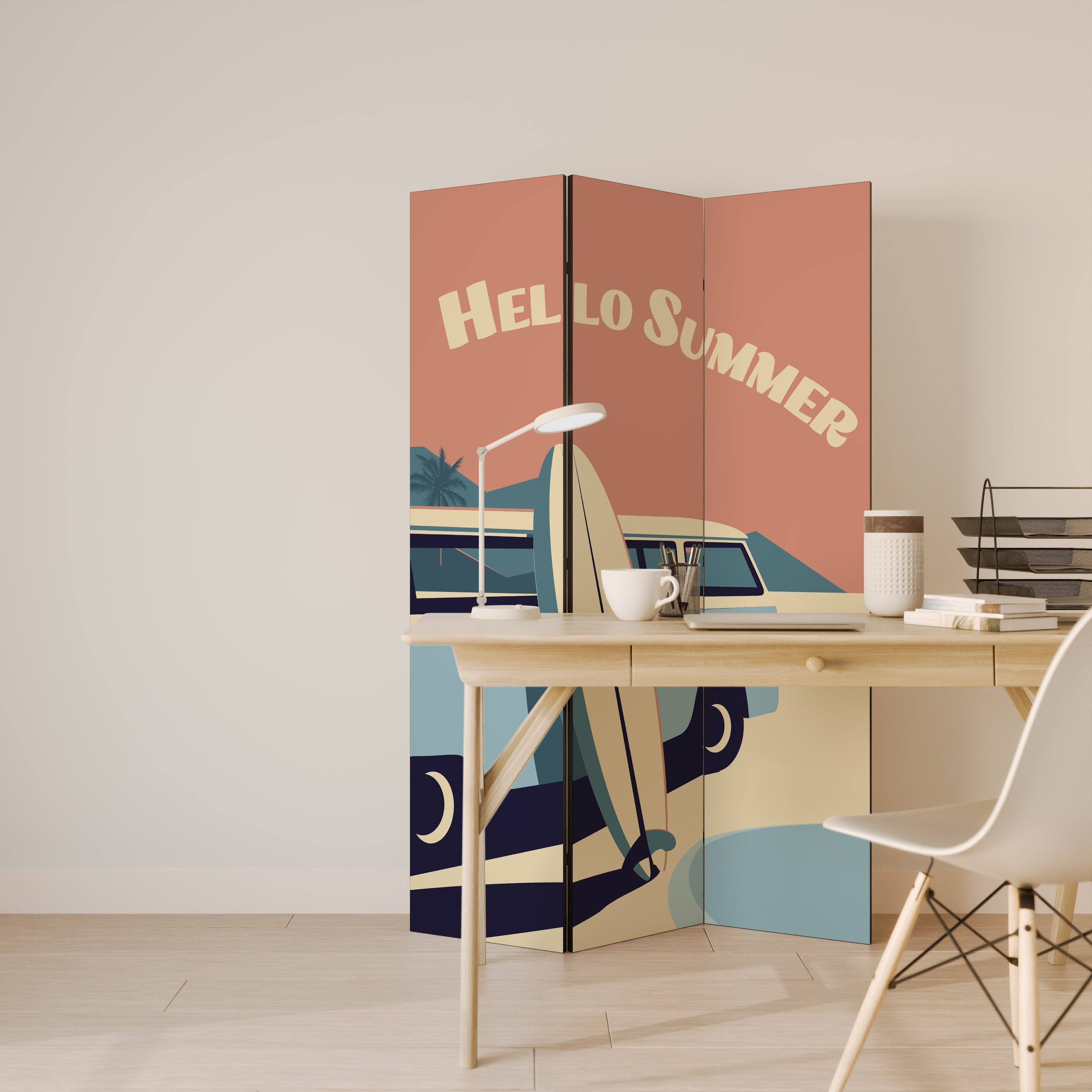 HELLO SUMMER Dekorativer 3-teiliger Raumteiler