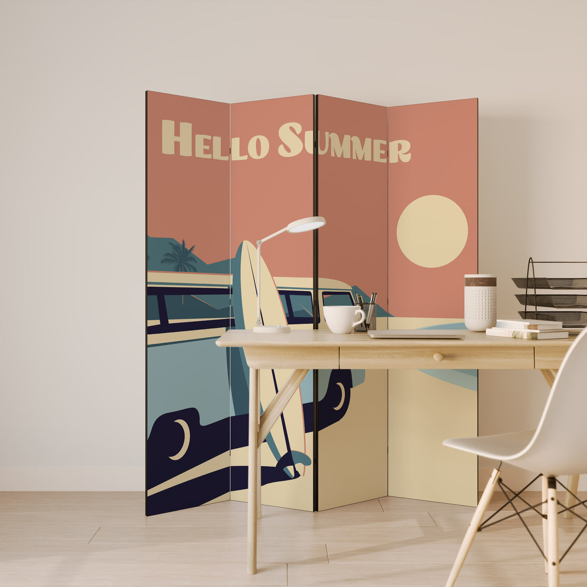 HELLO SUMMER 4-teiliger Paravent