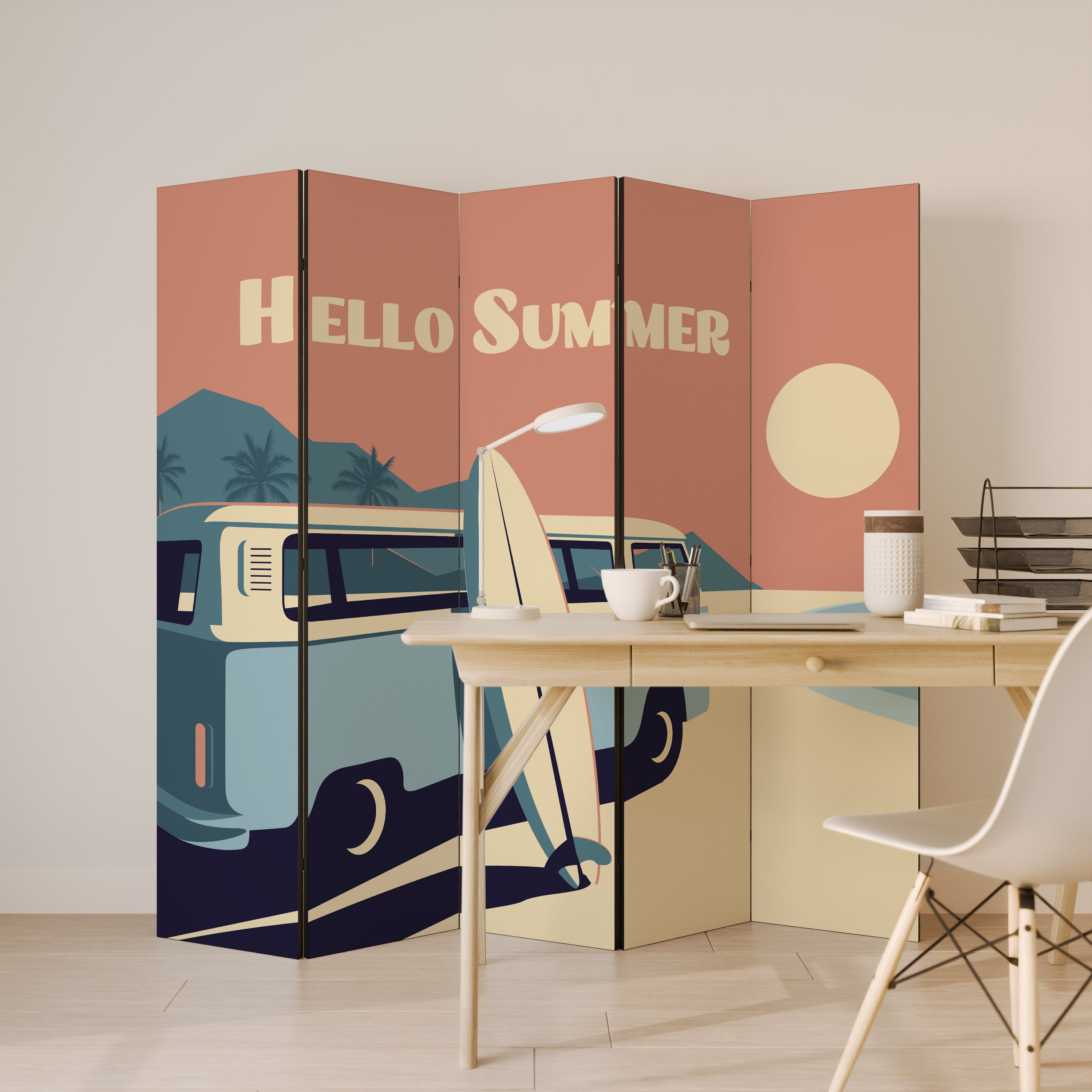 HELLO SUMMER 5-teiliger Paravent
