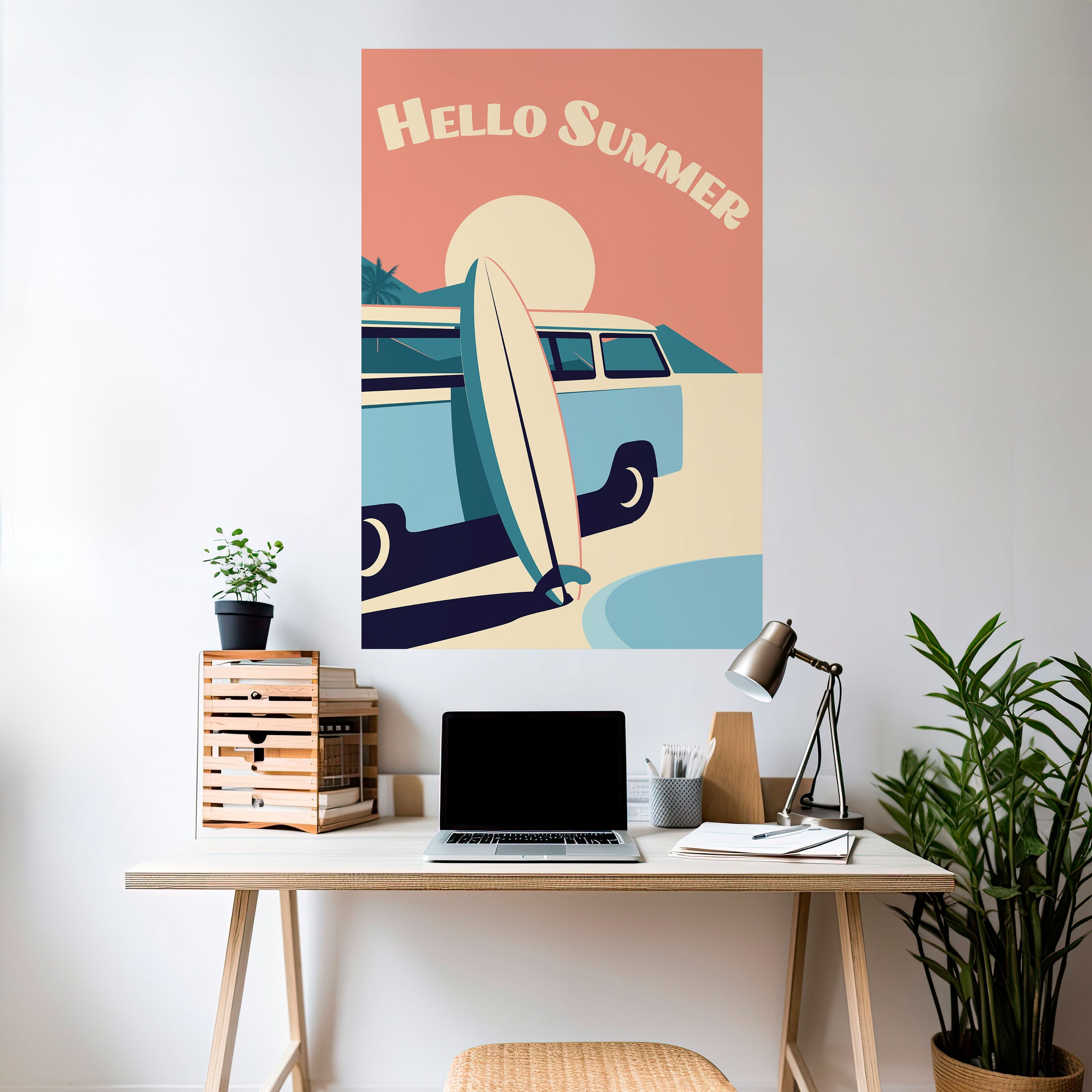 HELLO SUMMER Vertikales Poster zum Abziehen und Aufkleben