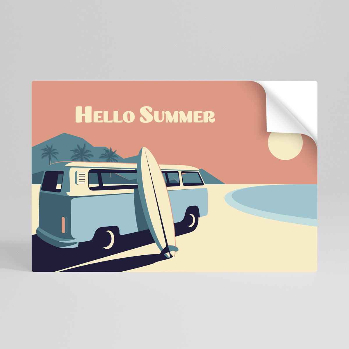 HELLO SUMMER Peel and Stick Horizontal Poster