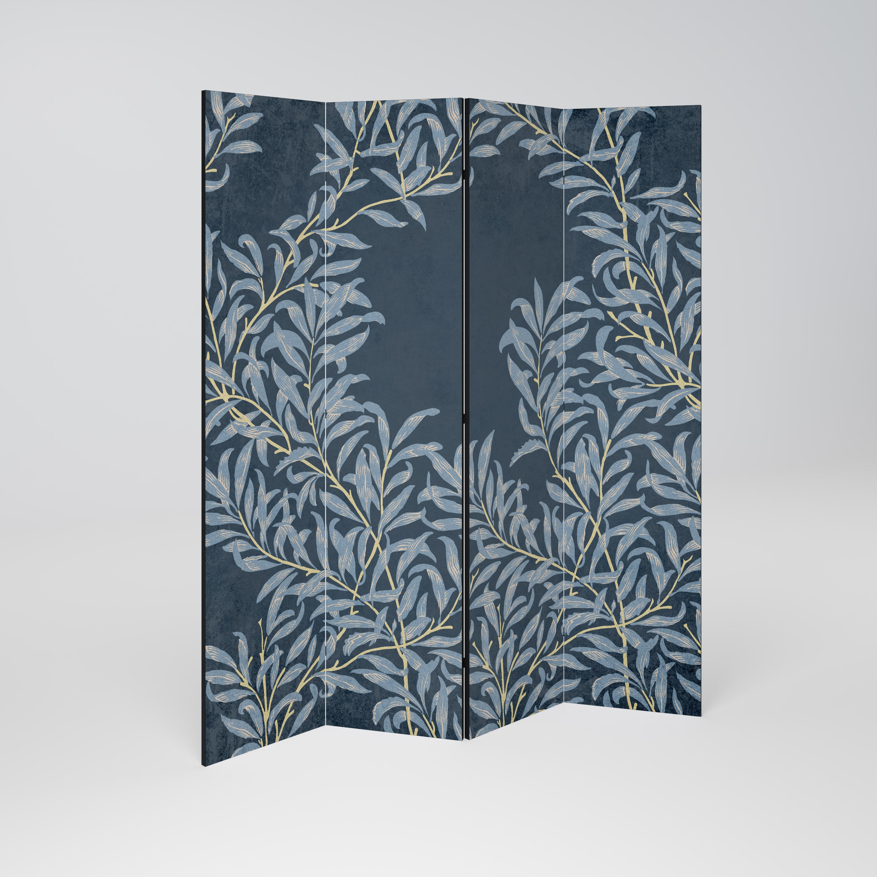 BLUE LEAVES 4-teiliger Paravent