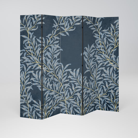 BLUE LEAVES 5-teiliger Paravent
