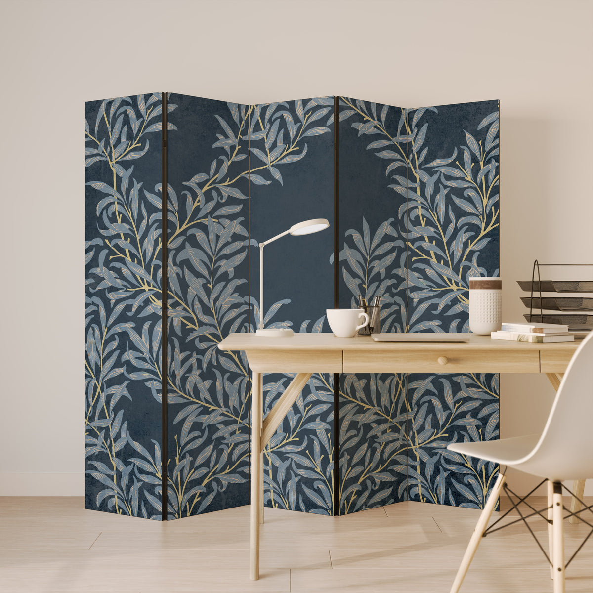 BLUE LEAVES 5-teiliger Paravent