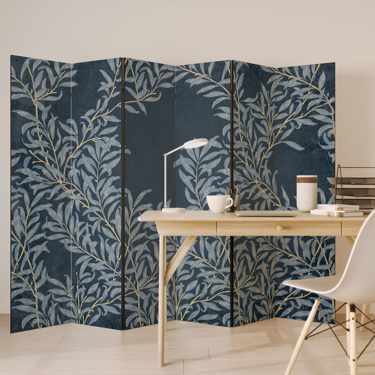 BLUE LEAVES 6-teiliger Paravent