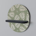LEAVES ON GREEN Oval Art Shelf In Black Finish