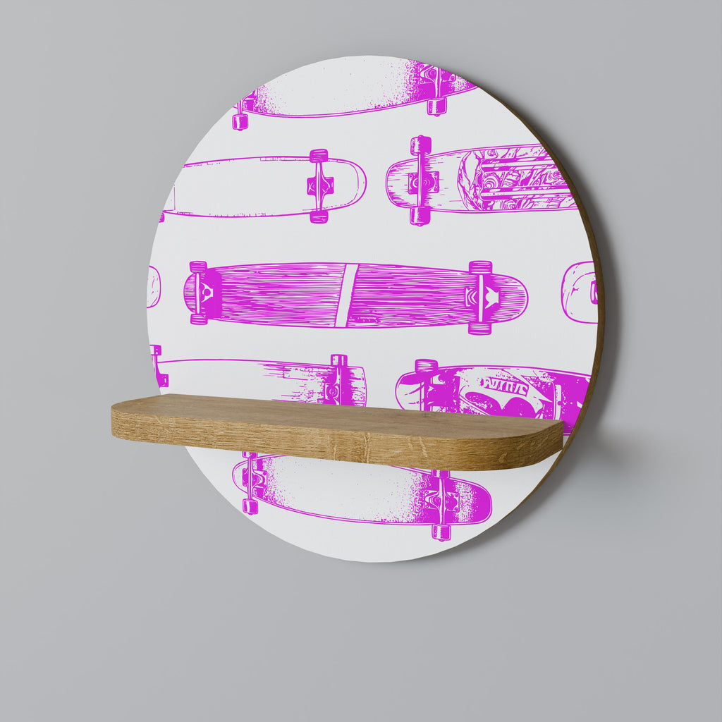 SKATEBOARD SKETCH Rundes Kunstregal in Eichenoptik
