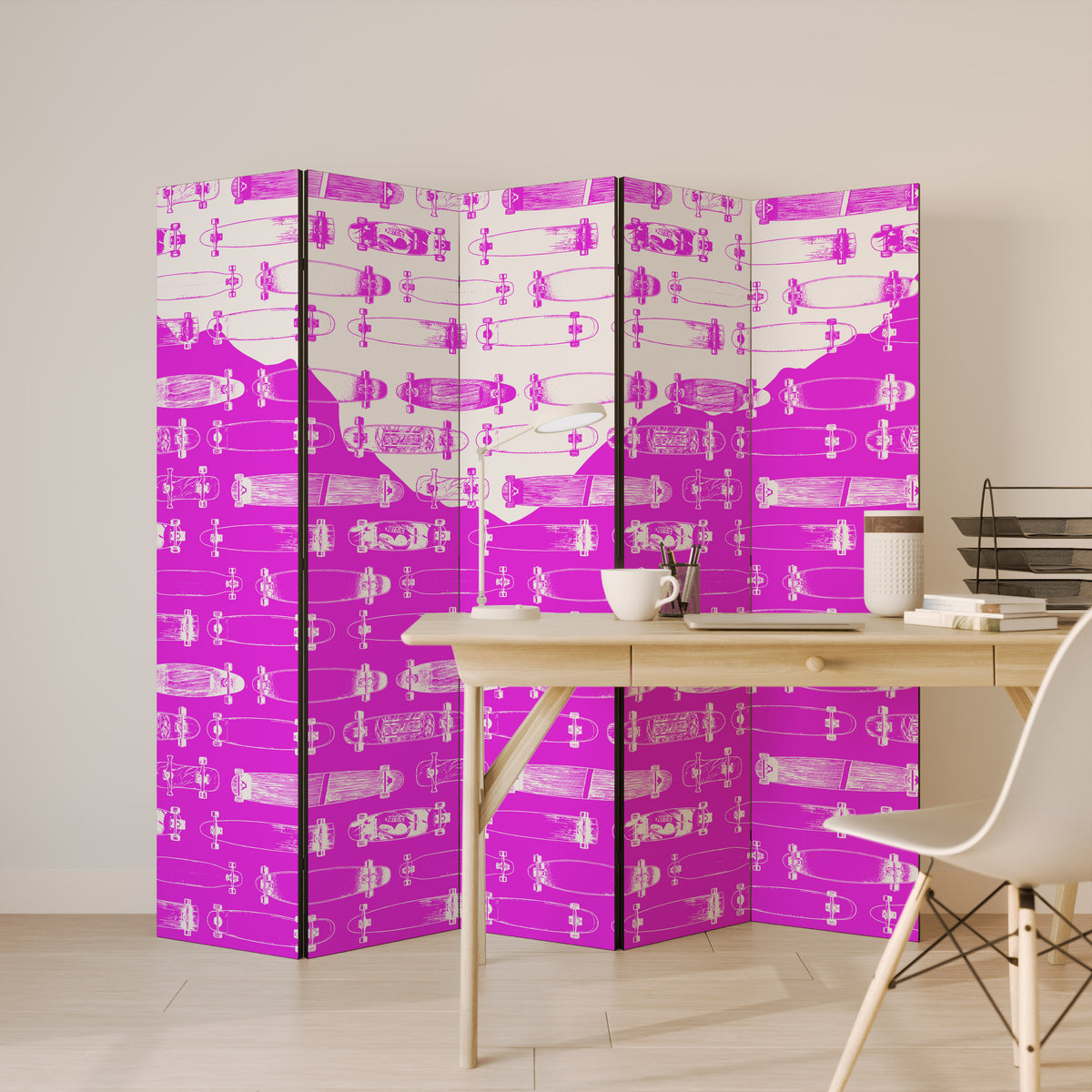 SKATEBOARD MAGENTA 5-teiliger Paravent