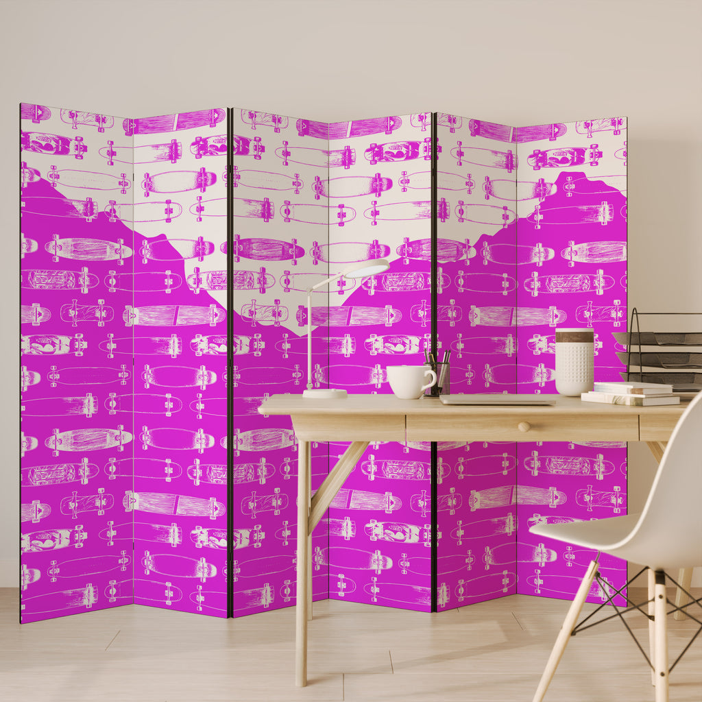 SKATEBOARD MAGENTA 6-teiliger Paravent