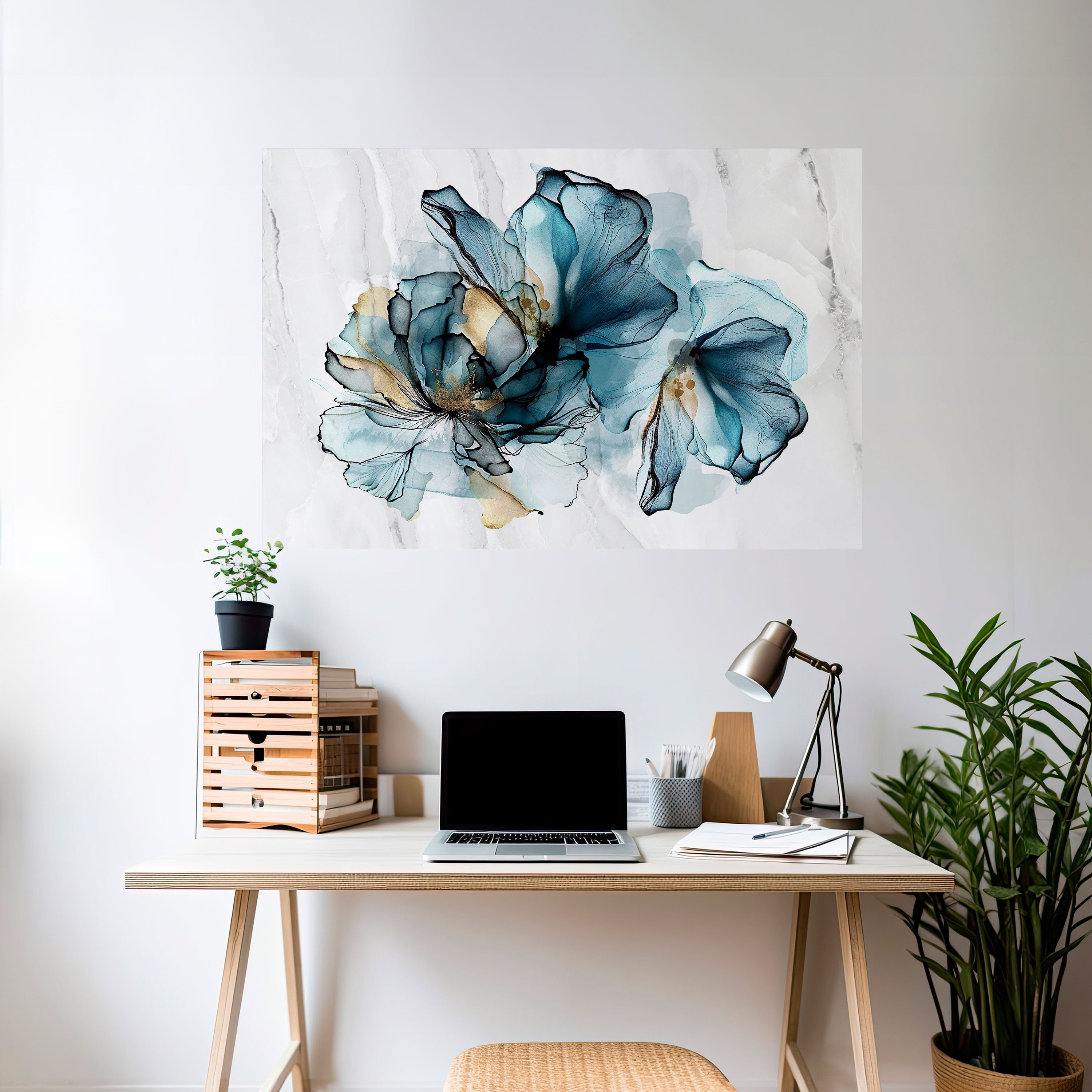 ELEGANT AQUARELLE Peel and Stick Horizontal Poster