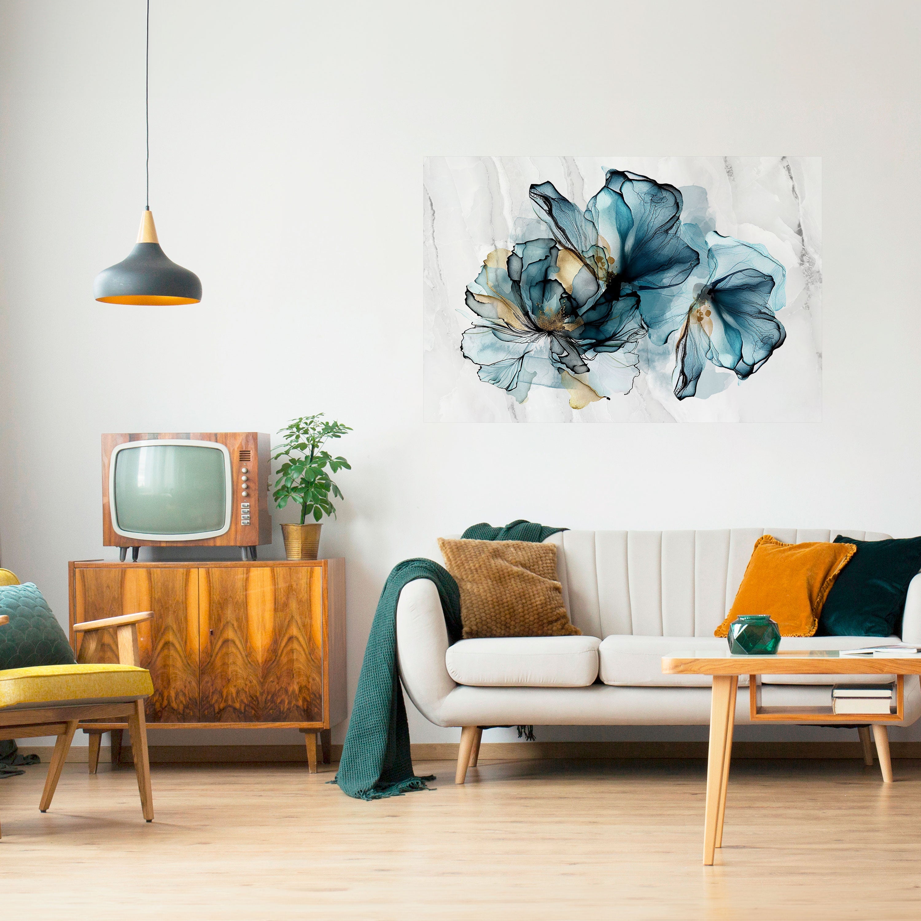 ELEGANT AQUARELLE Peel and Stick Horizontal Poster