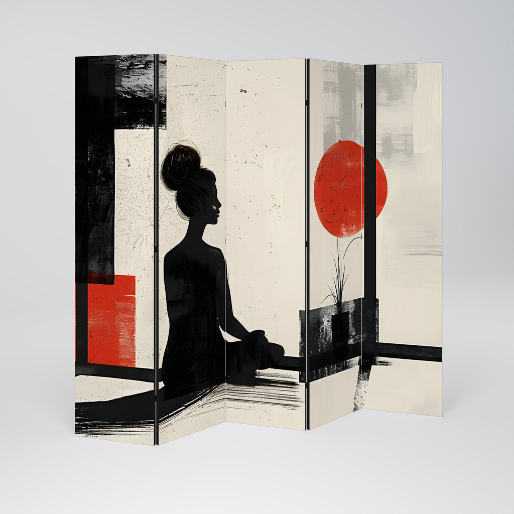RED SUNSATION Decorative 5-Panel Room Divider