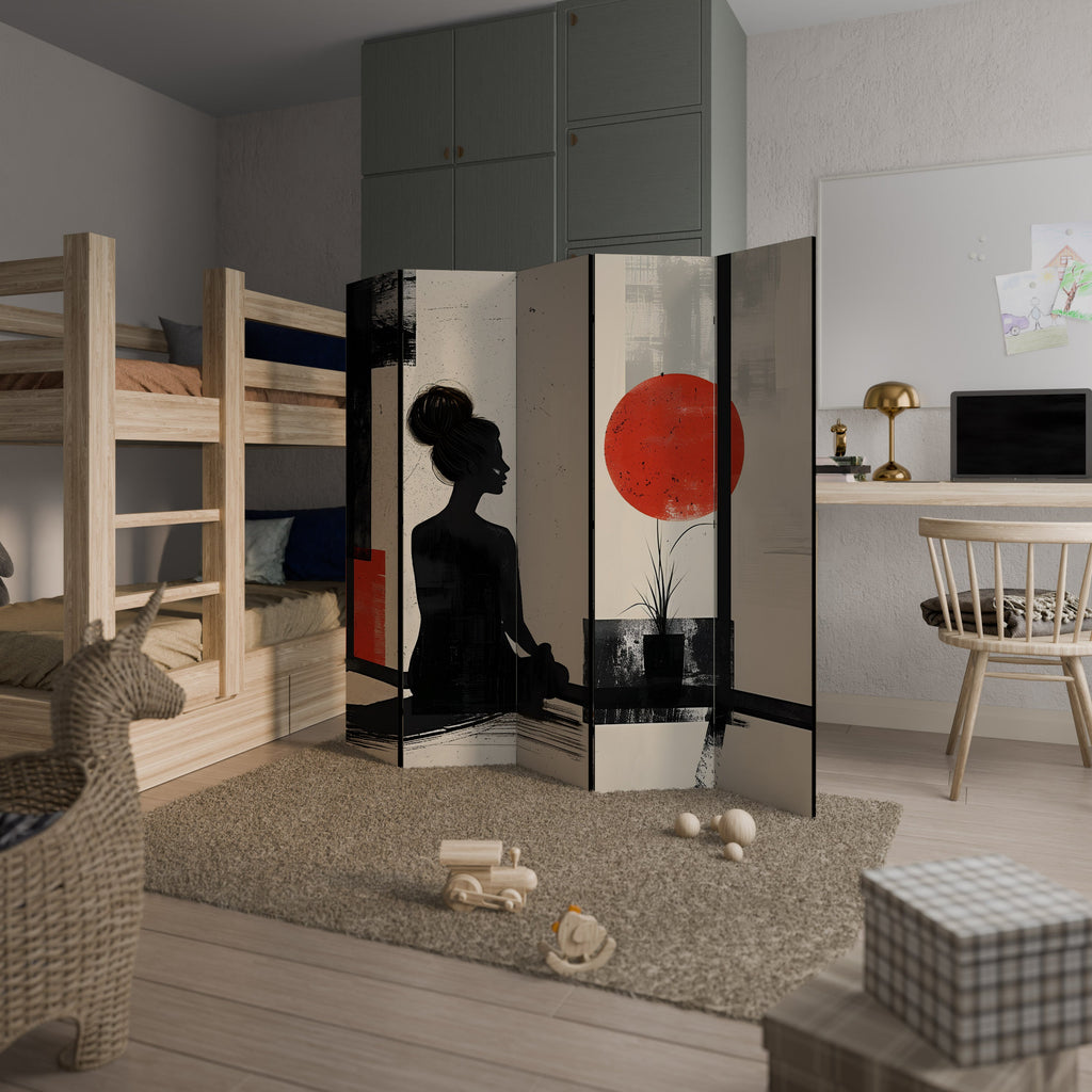 RED SUNSATION Decorative 5-Panel Room Divider