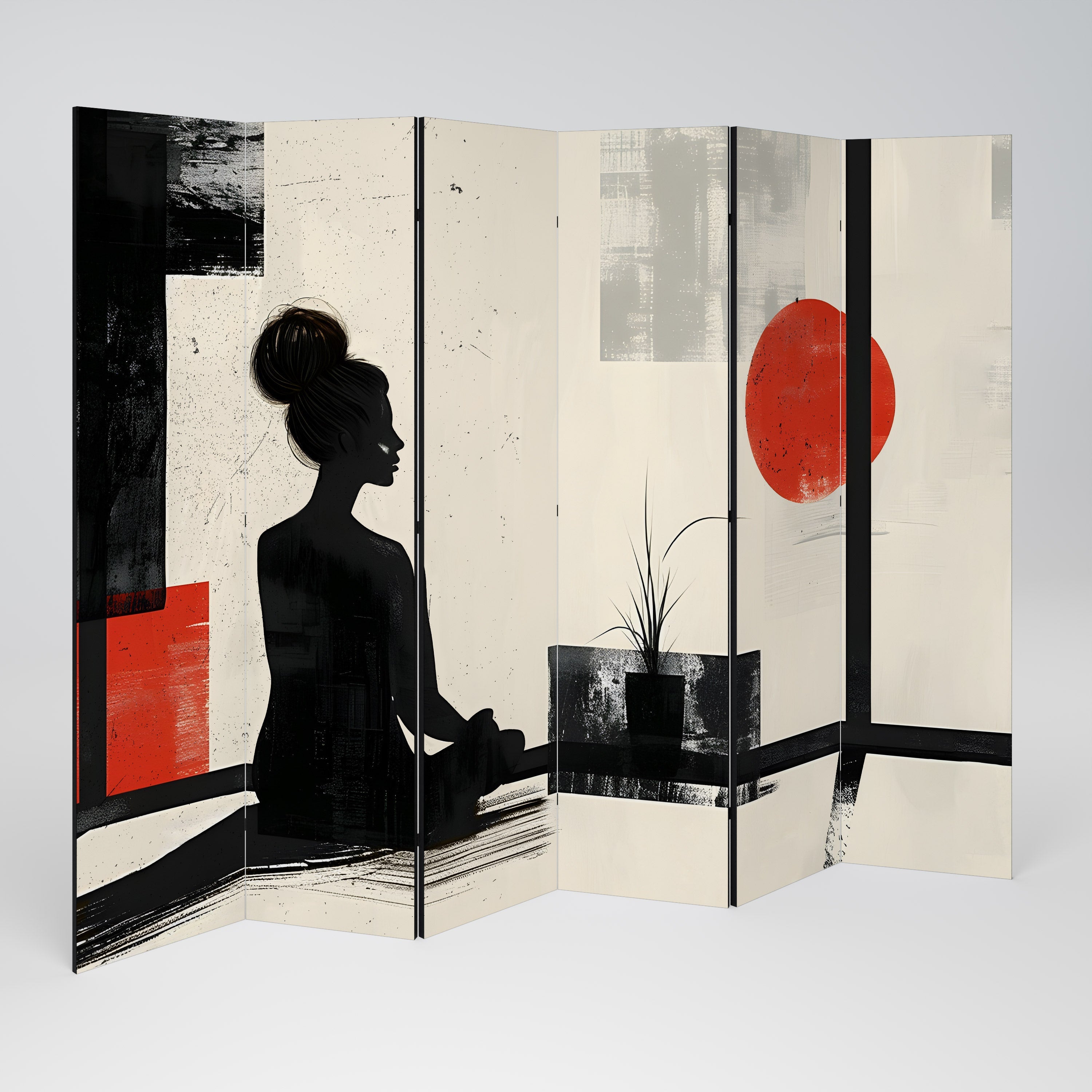 RED SUNSATION Decorative 6-Panel Room Divider