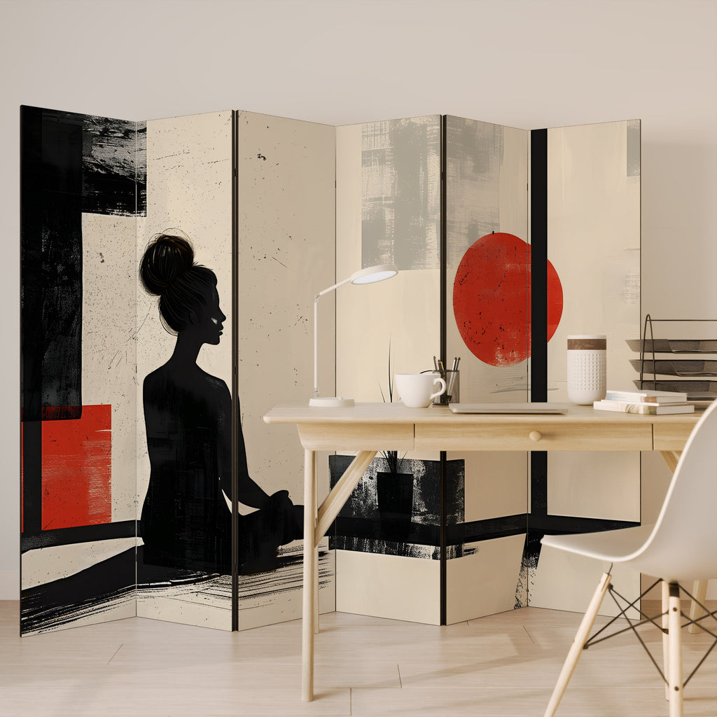 RED SUNSATION Decorative 6-Panel Room Divider