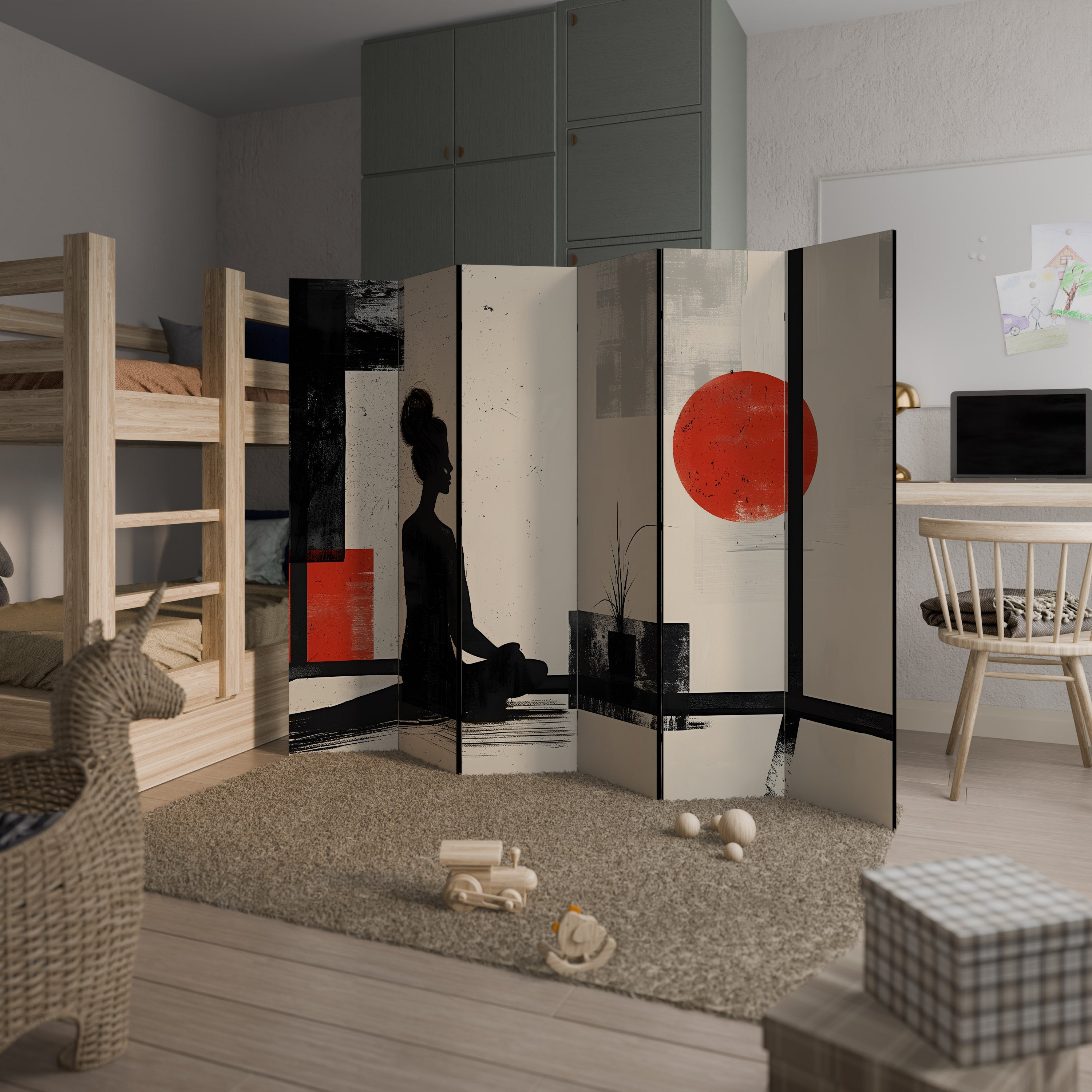 RED SUNSATION Decorative 6-Panel Room Divider