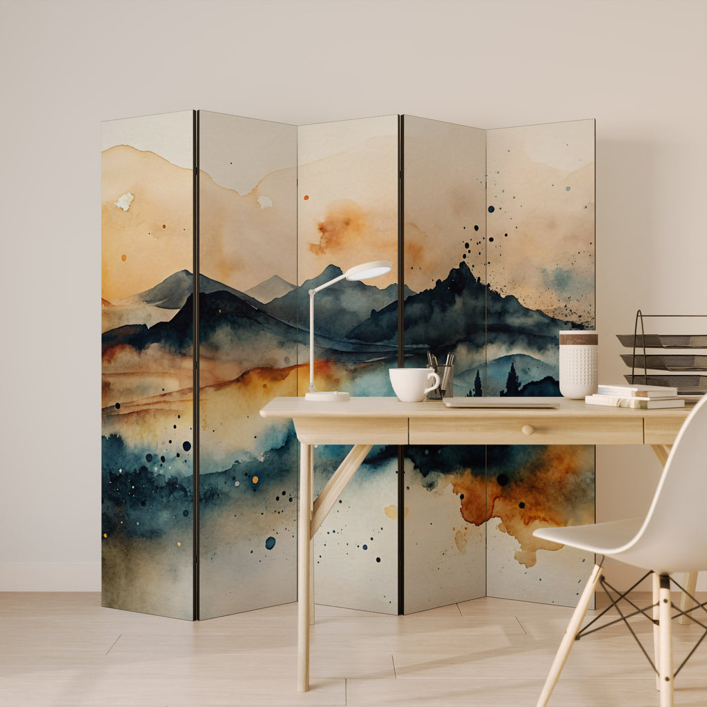 OMINOUS MOUNTAINS Decorative 5-Panel Room Divider