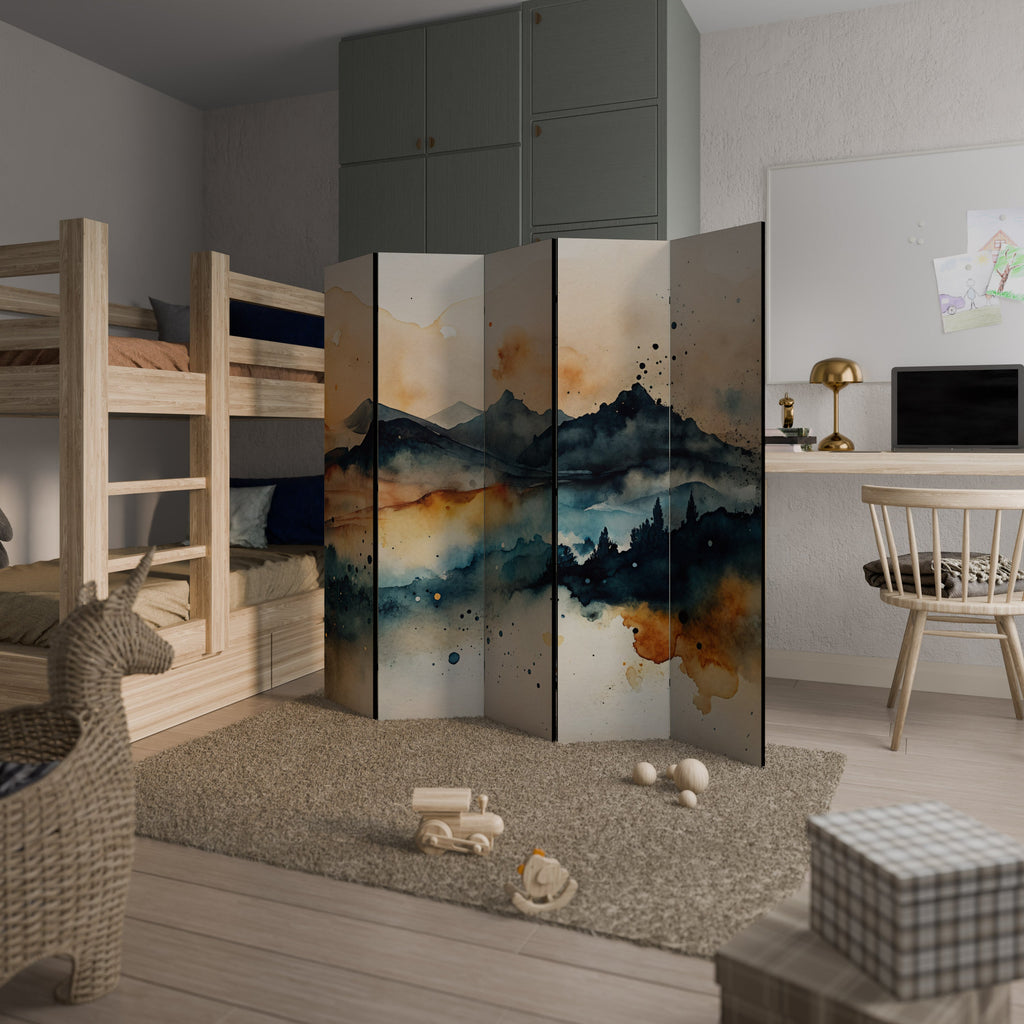 OMINOUS MOUNTAINS Decorative 5-Panel Room Divider