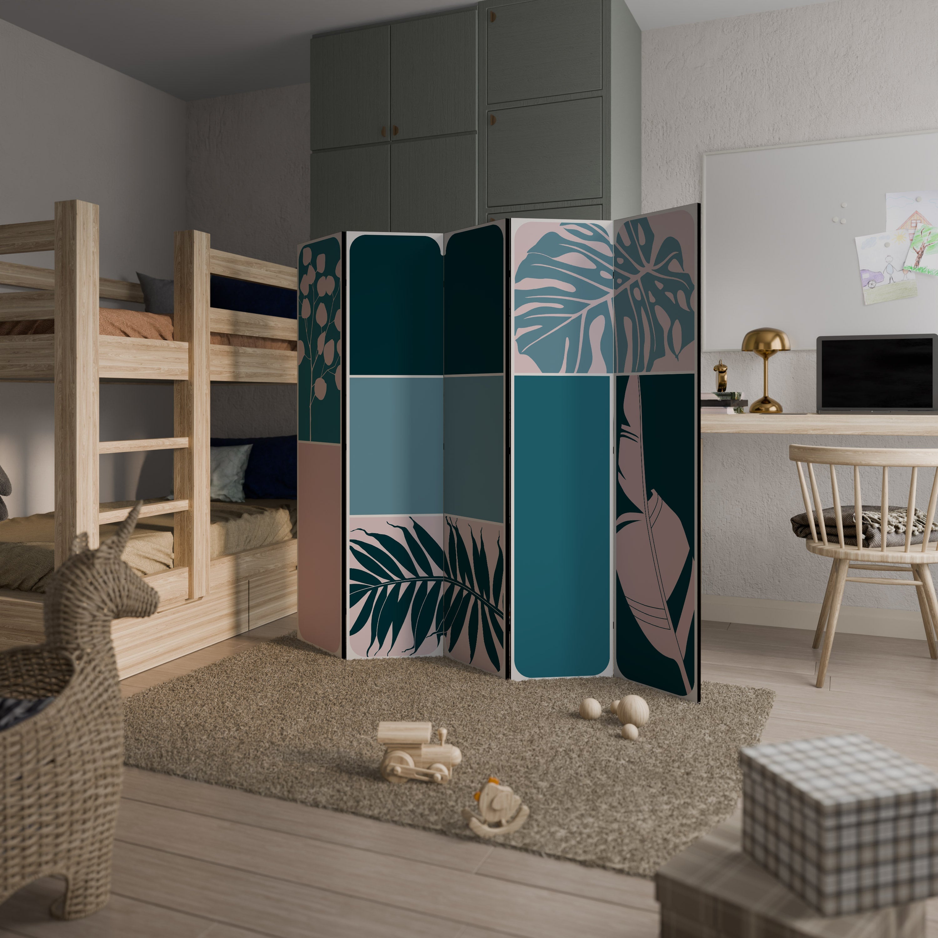 COMBINATION OF SHAPES Decorative 5-Panel Room Divider