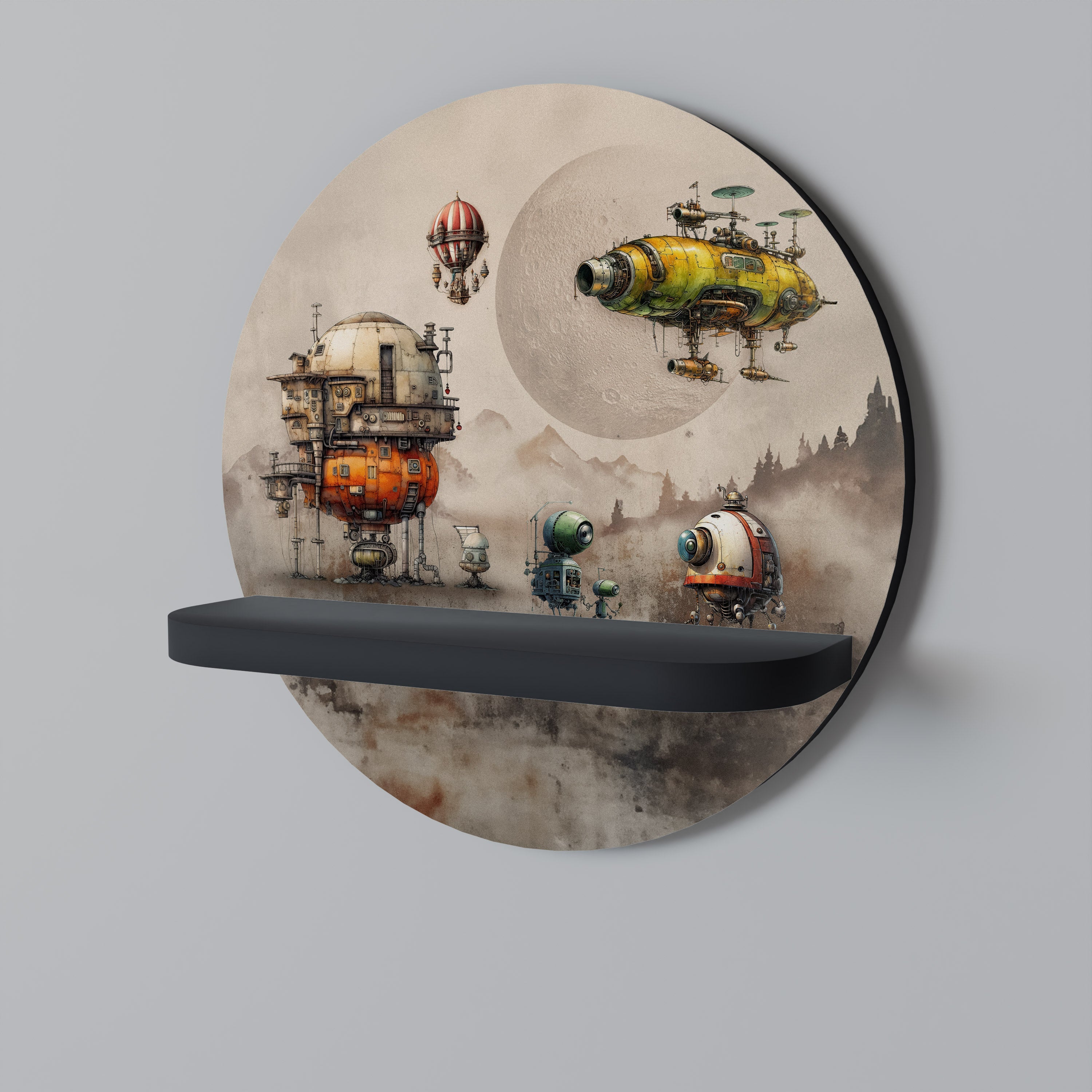 MACHINARIUM MACHINES Rundes Kunstregal in schwarzer Ausführung