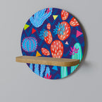 CACTUS VIBES Rundes Kunstregal in Eiche-Optik