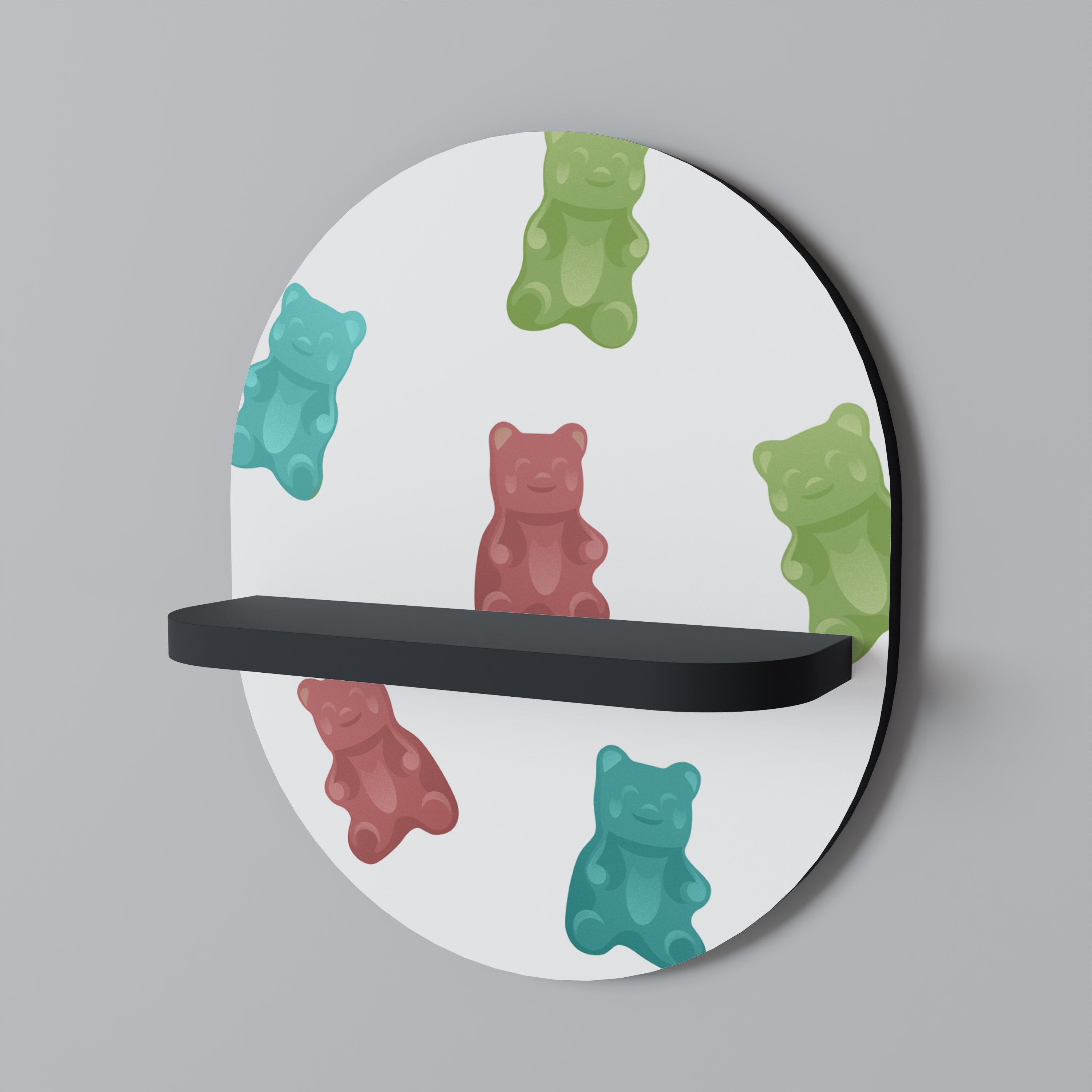 GUMMY BEARS Ovales Kunstregal in Schwarz