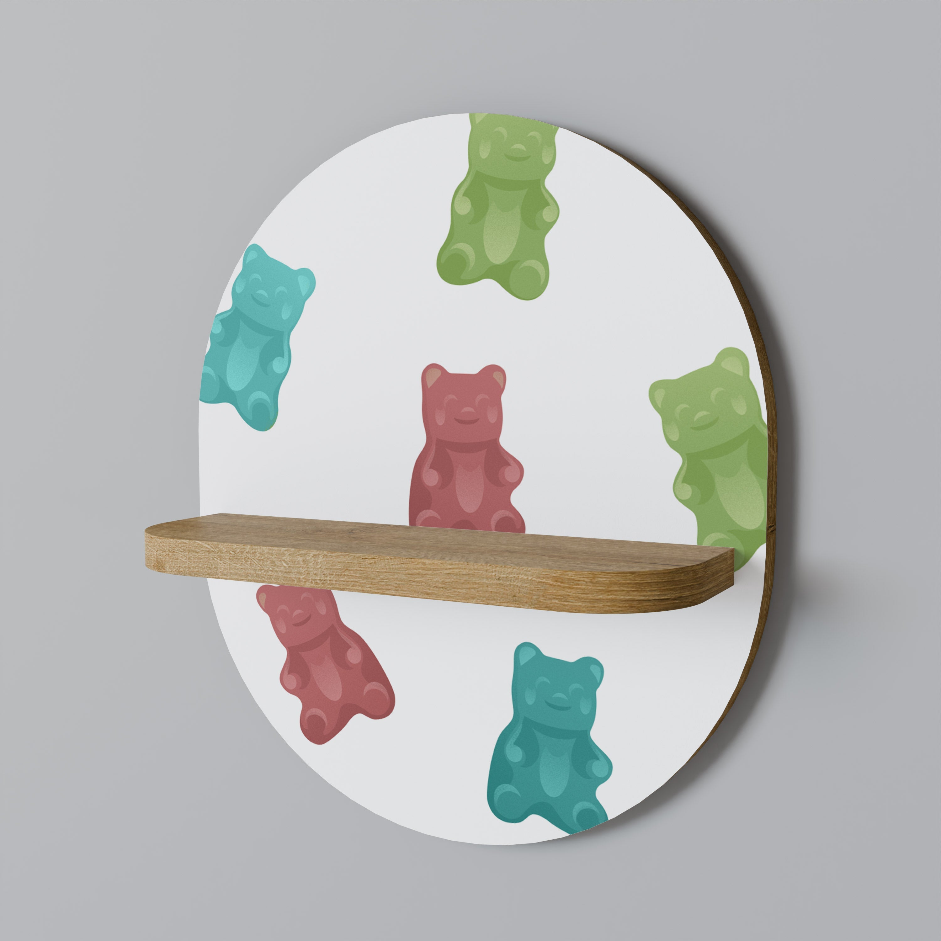GUMMY BEARS Ovales Kunstregal in Eichenoptik