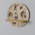 AFRICAN STYLE Rundes Kunstregal in Eiche-Optik