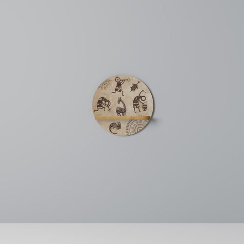 AFRICAN STYLE Rundes Kunstregal in Eiche-Optik