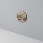 VEILED SUMMIT Ovales Kunstregal in Eiche-Optik