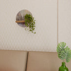 VEILED SUMMIT Rundes Kunstregal in Eiche-Optik