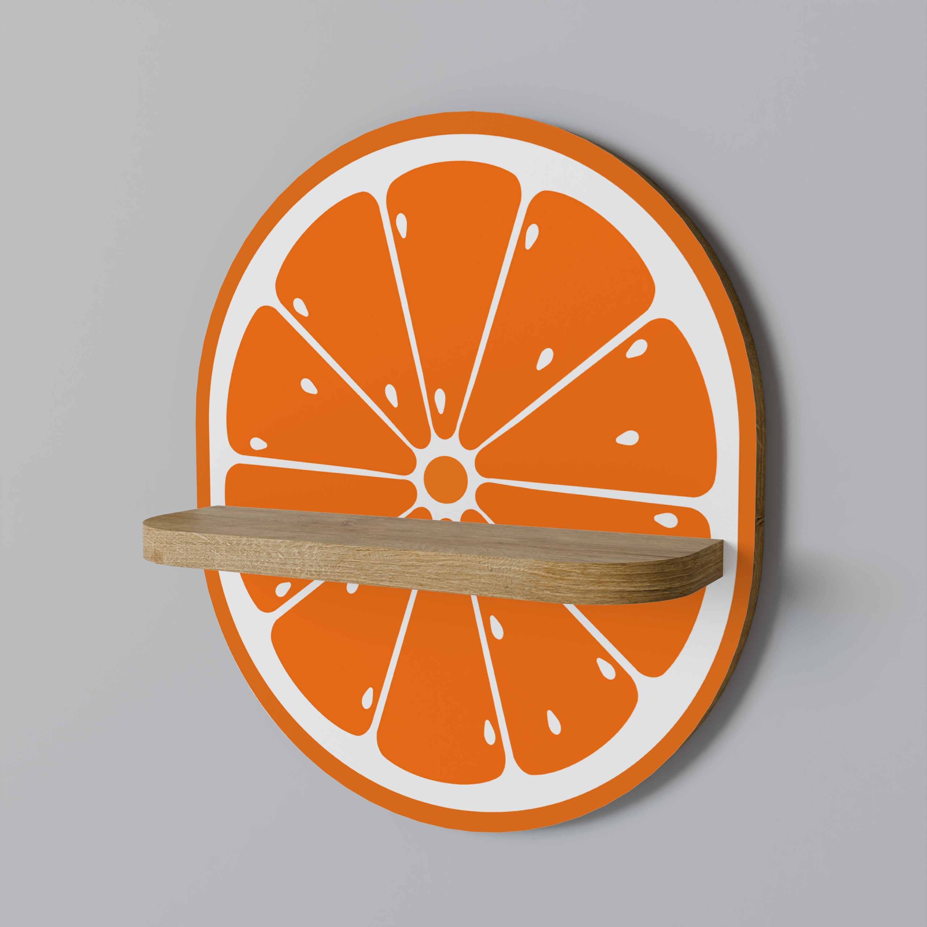 JUICY ORANGE Ovales Kunstregal in Eichenoptik