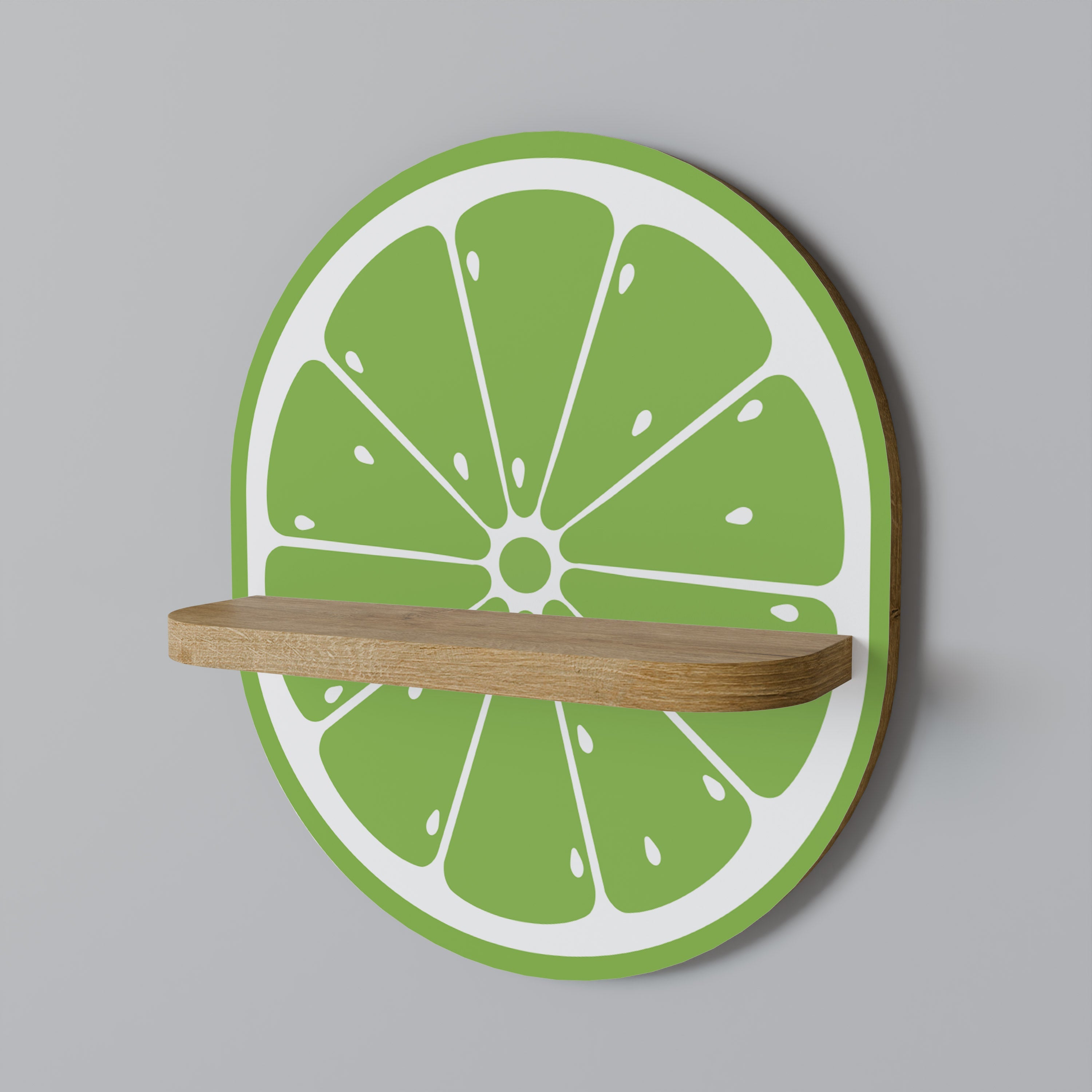 REFRESHING LIME Ovales Kunstregal in Eichenoptik