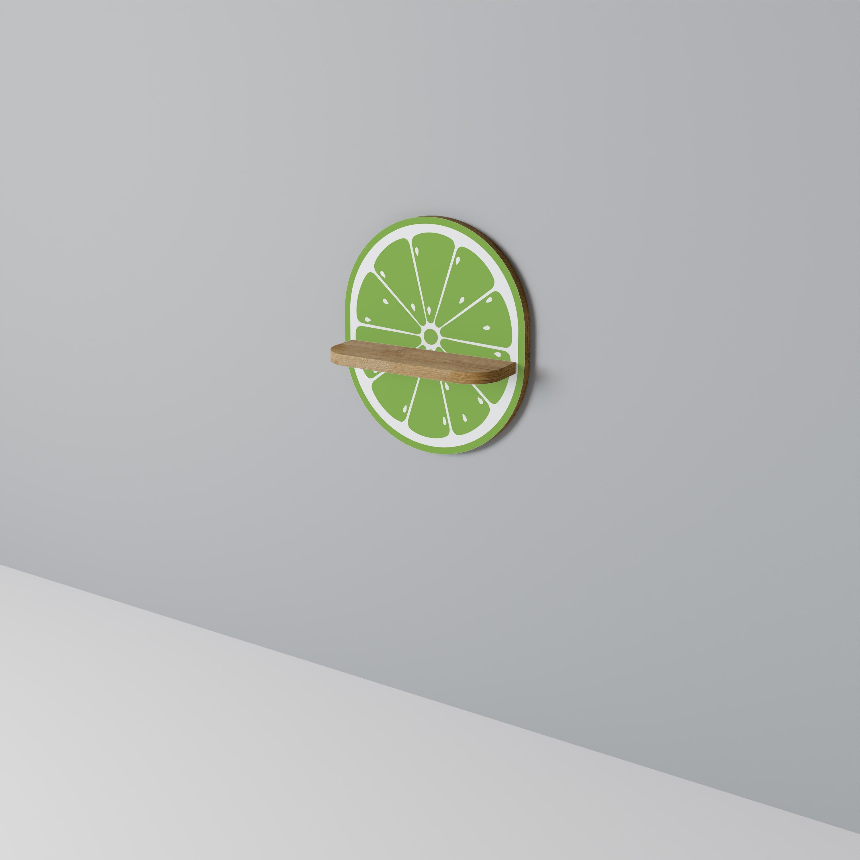 REFRESHING LIME Ovales Kunstregal in Eichenoptik
