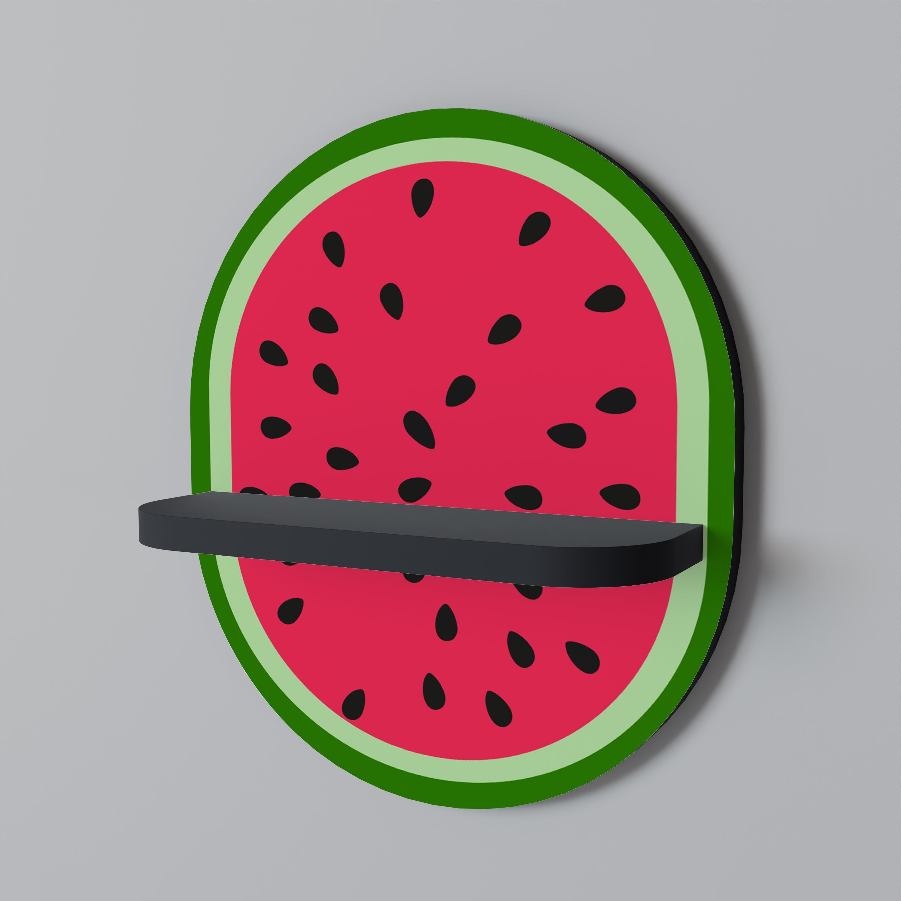 MATURE WATERMELON Ovales Kunstregal in Schwarz