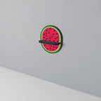 MATURE WATERMELON Oval Art Shelf In Black Finish