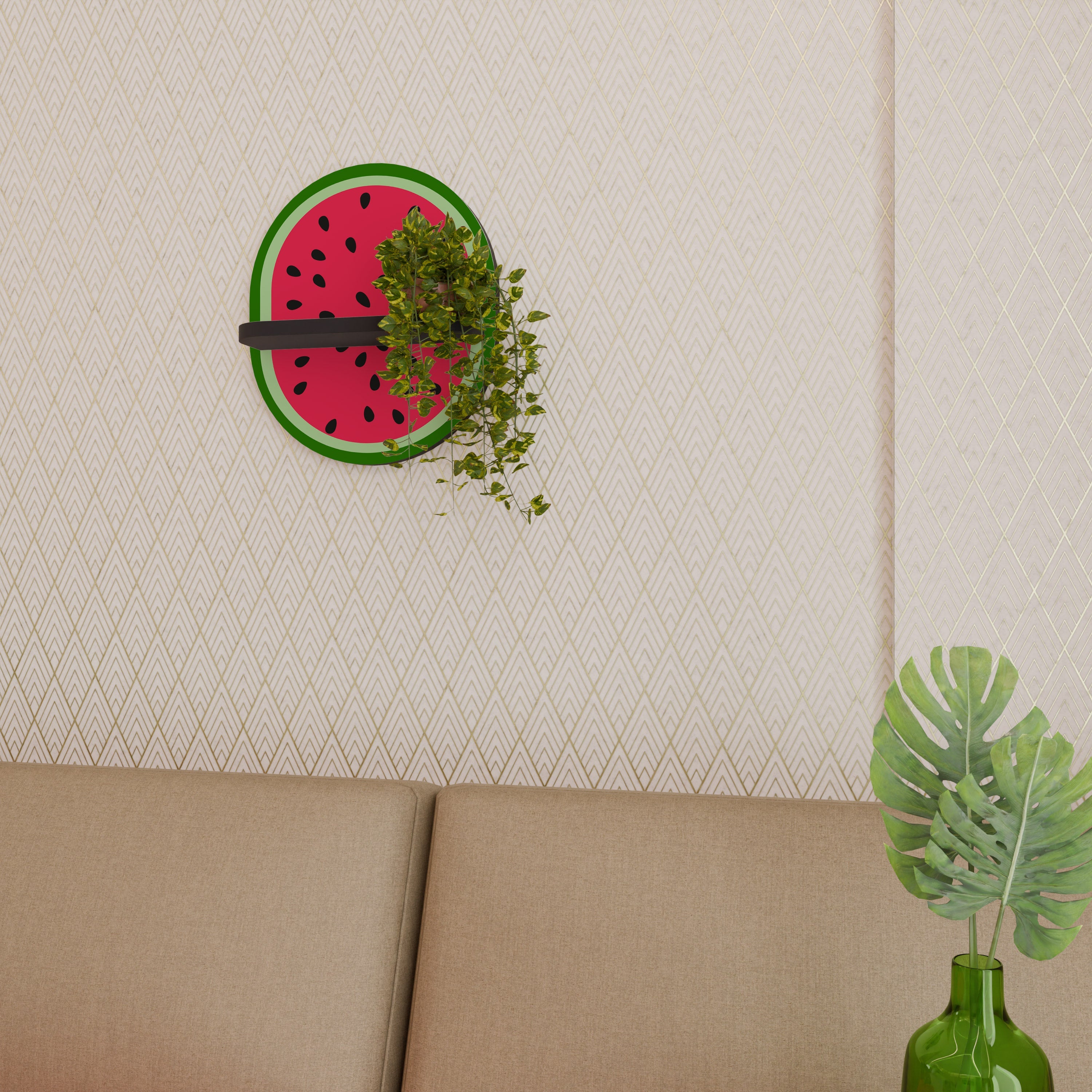 MATURE WATERMELON Ovales Kunstregal in Schwarz