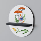 GARDEN GNOMES Oval Art Shelf In Black Finish