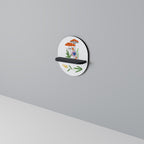 GARDEN GNOMES Oval Art Shelf In Black Finish