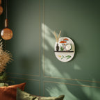 GARDEN GNOMES Oval Art Shelf In Black Finish