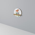 GARDEN GNOMES Rundes Kunstregal in Eiche-Optik